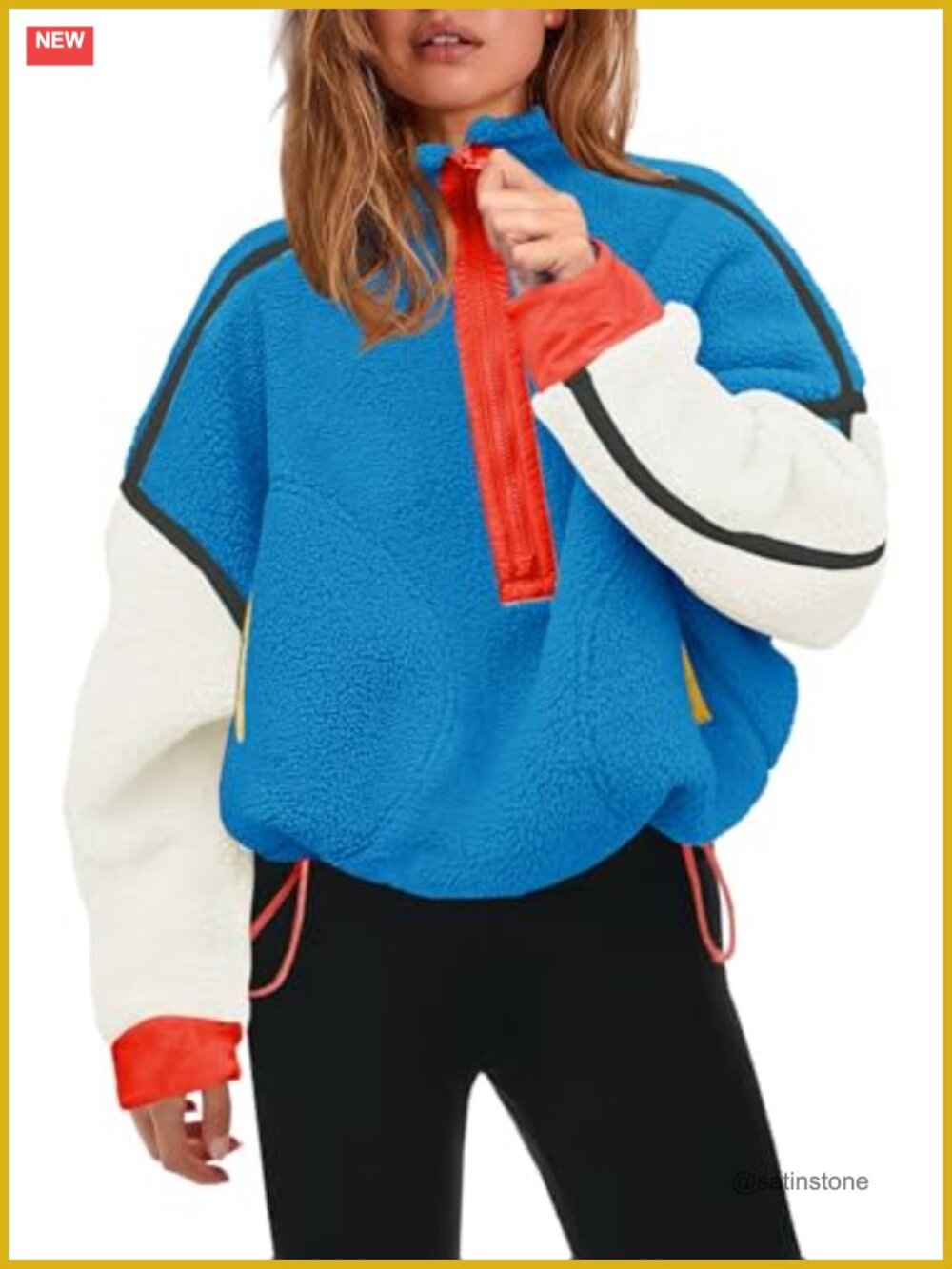 Womens Half Zip Fleece Pullover Sherpa Sweatshirt Long Sleeve Zip Pockets